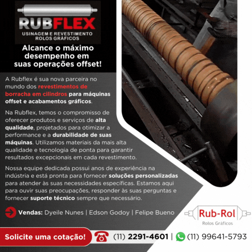 Rubflex Usinagem Graphics | Alcance o máximo desempenho em suas operações offset! A Rubflex é sua nova parceira no mundo dos revestimentos de borracha em cilindros para máquinas offset e acabamentos gráficos.